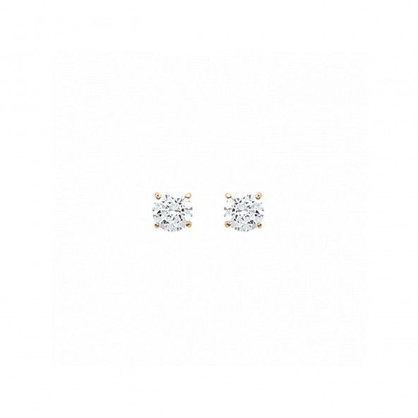 Boucle d'Oreille Solitaire 5 mm Plaqu Or