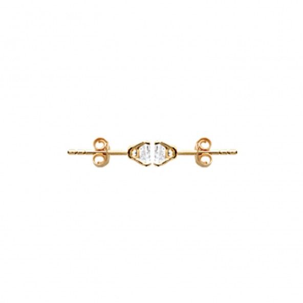 Boucle d'Oreille Solitaire 5 mm Plaqu Or