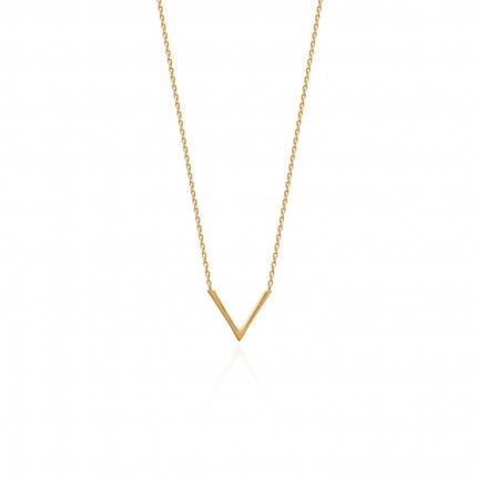 Collier Pendentif Plaqu Or 45 CM Format V