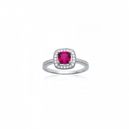 Bague Pierre Rouge Zirconium Argent 925/1000