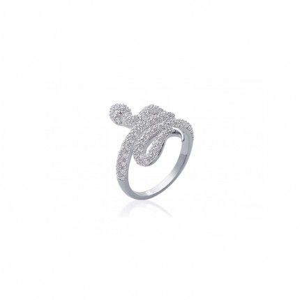 925/1000 Silver Snake Ring with Zirconuim