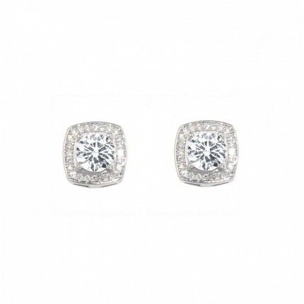 MJ Zirconium Sterling Silver 925/1000 Solitaire Earrings