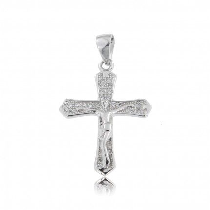 MJ Zirconium Sterling Silver 925/1000 Cross Pendant