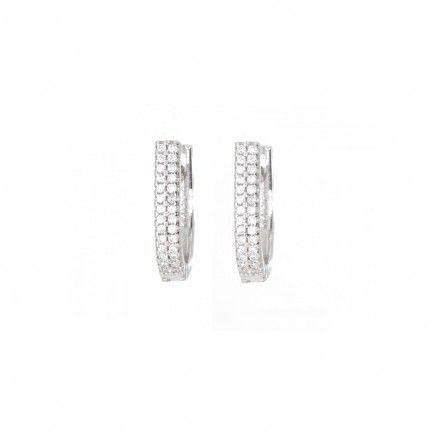 Boucles d'Oreille fer  cheval Zirconium Argent 925/1000