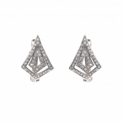 MJ Zirconium Sterling Silver 925/1000 Diamond Earrings