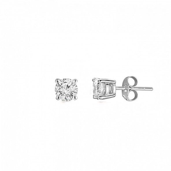 Boucles d'Oreille Solitaire Zirconium Argent 925/1000