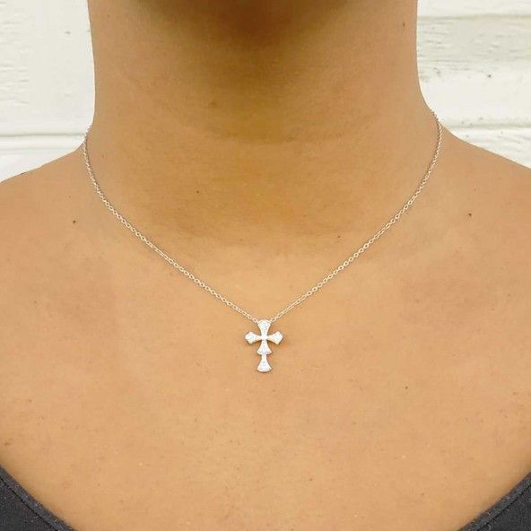 Collier Croix Zirconium Argent 925/1000