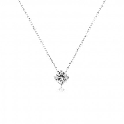 Collier Solitaire Zirconium 5 mm Argent 925/1000