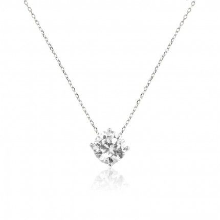 Collier Solitaire Pierre 7mm Zirconium Argent 925/1000