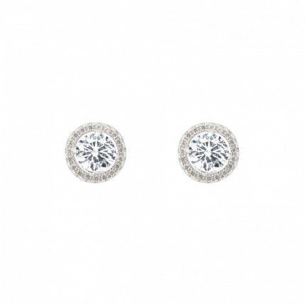 Boucles d'Oreilles Solitaire Zirconium Argent 925/1000