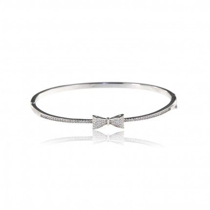 Bracelet Rigide Noeud Papillon Zirconium Argent 925/1000