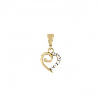 Heart Pendant 6 Stones Zirconium MJ Gold 375/1000