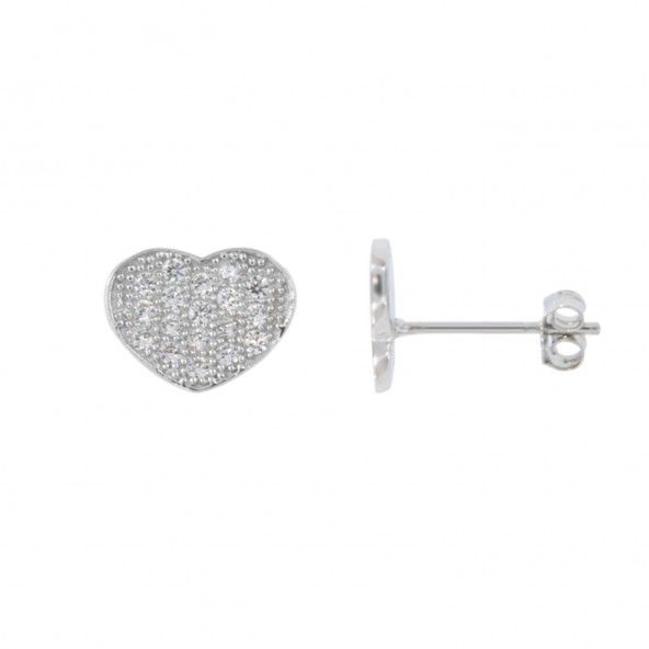 Boucles d'Oreilles Coeur Zircon Argent 925/1000