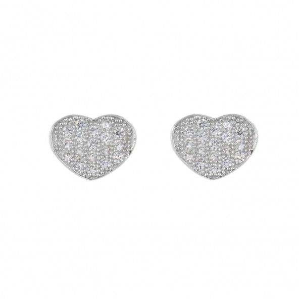 Boucles d'Oreilles Coeur Zircon Argent 925/1000