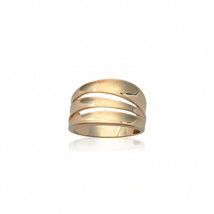 Bague Plaque Or avec ouverture 3 anneaux