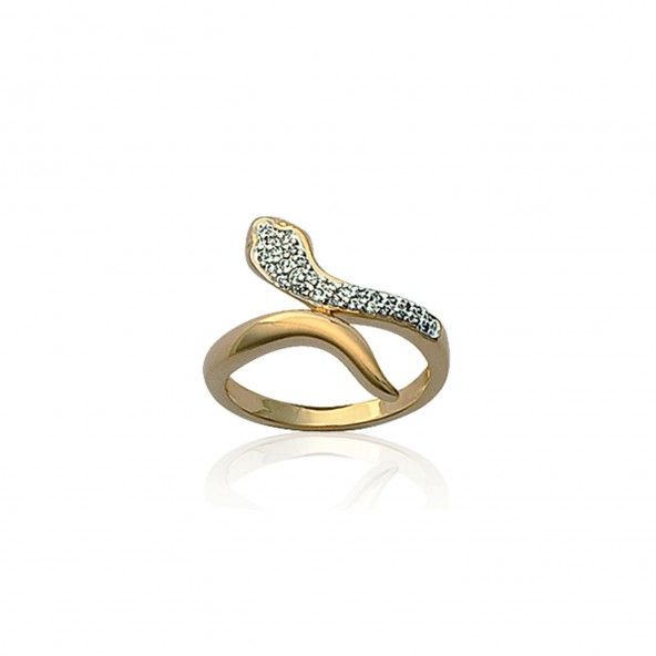 Snake shaped Gold Plated Ring with Zirconium