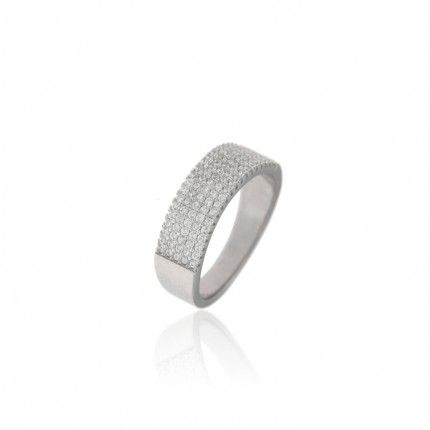 Bague en Argent 925/1000 avec 5 ranges pierres Zirconium