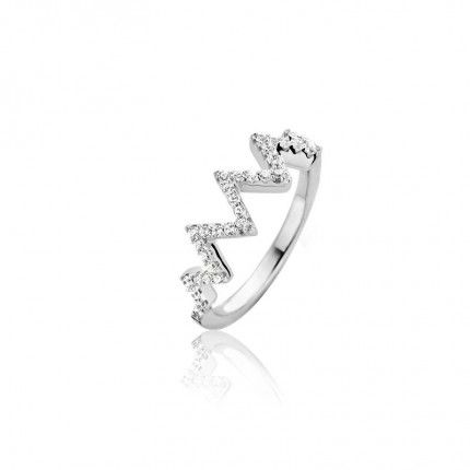 Zig Zag Sterling Silver 925/1000 Ring with Zirconium