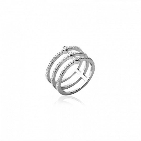 Sterling Silver 925/1000 Ring with 3 lines