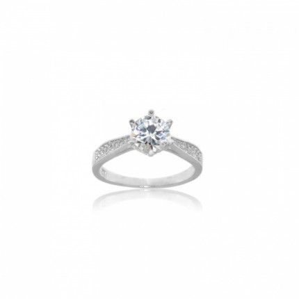 Zirconium Solitaire Sterling Silver 925/1000 Ring