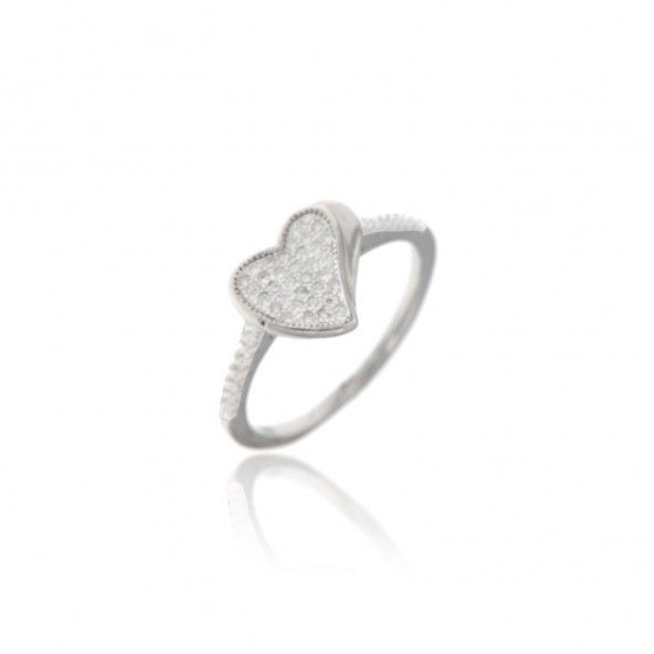 Heart Zirconium Sterling Silver 925/1000 MJ Ring