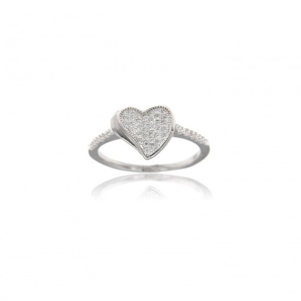 Heart Zirconium Sterling Silver 925/1000 MJ Ring