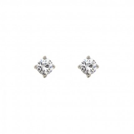 Boucles d'Oreilles Zircon  Rond 3 mm Argent 925/1000