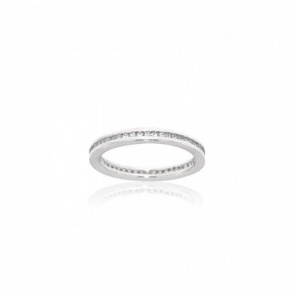 Sterling Silver 925/1000 Woman Ring with a line of Zirconium Stones