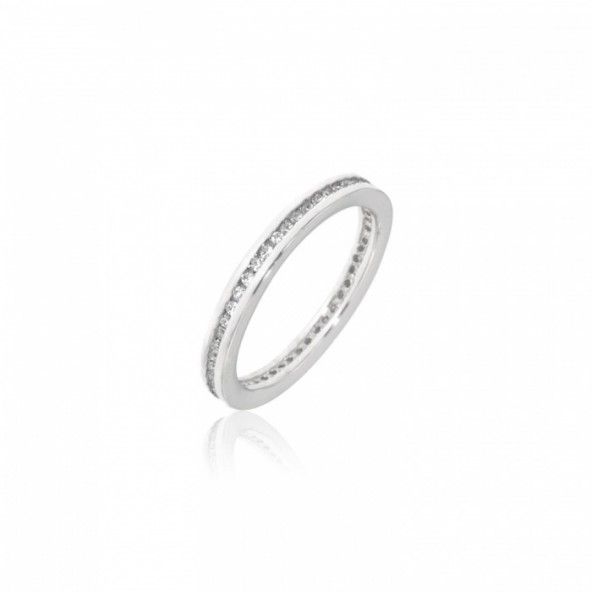 Sterling Silver 925/1000 Woman Ring with a line of Zirconium Stones