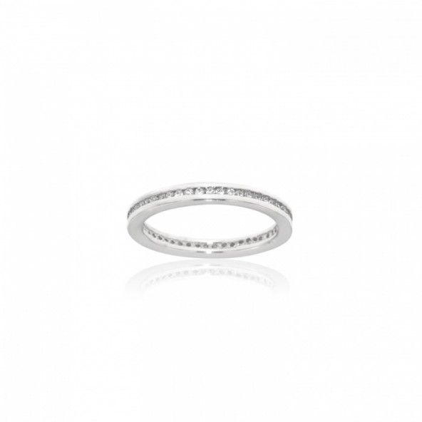 Bague Femme fine en Argent 925/1000 avec une range Pierres Zircon