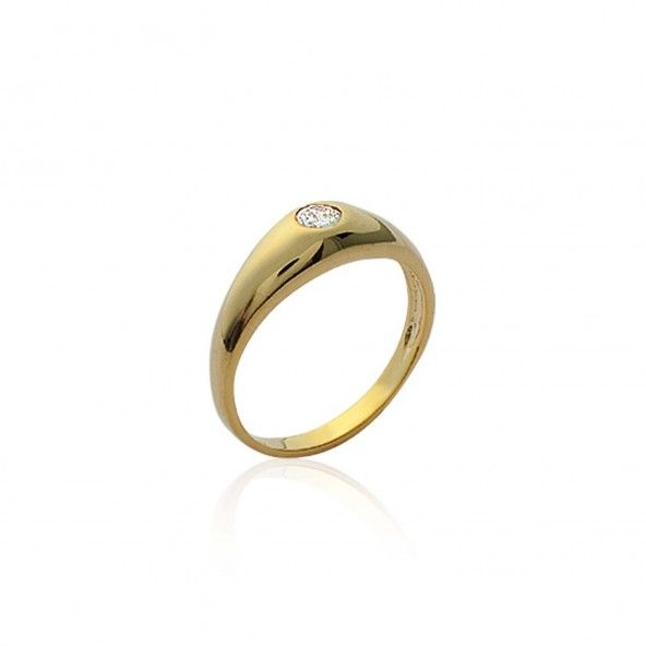 Gold Plated Ring with Solitaire Zirconium Stone