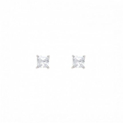 Boucles d'Oreilles Zircon  Carr 3 mm Argent 925/1000