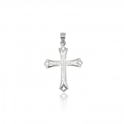 Petit Pendentif Croix en argent 925/1000 avec Pierres Zircon