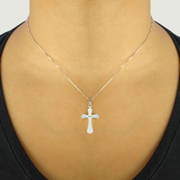 Cross Sterling Silver 925/1000 Pendant with Zirconium Stones