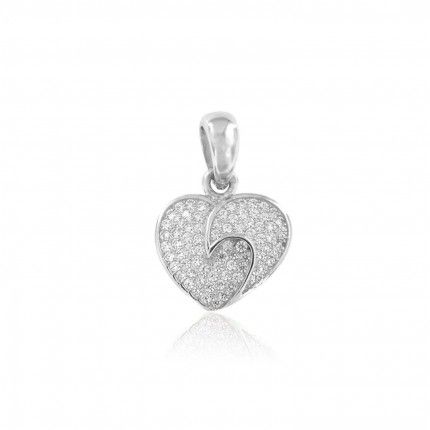 Pendentif Coeur Argent 925/1000 Zirconium