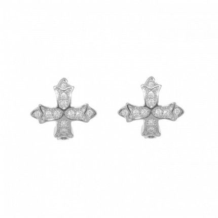 Boucles d'Oreilles Croix Argent 925/1000