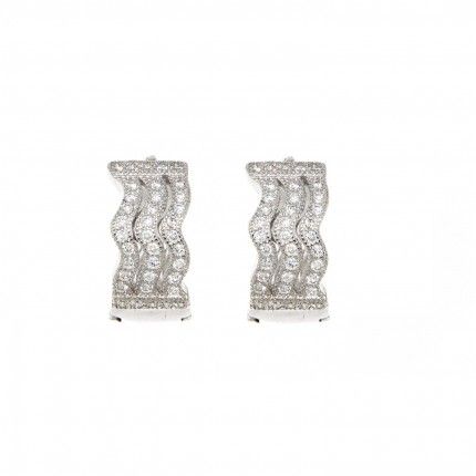 Sterling Silver 925/1000 Hoop Earrings with Zirconium