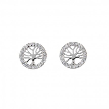 Boucle d'Oreille Arbre de Vie Argent 925/1000 Zirconium