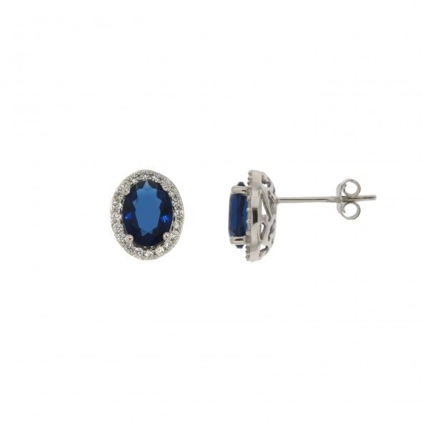 Blue Zirconium Earrings Sterling Silver 925/1000