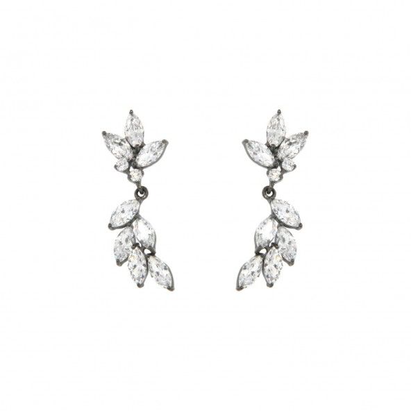 Boucle d'Oreille Fleur MJ Argent 925/1000 Zirconium