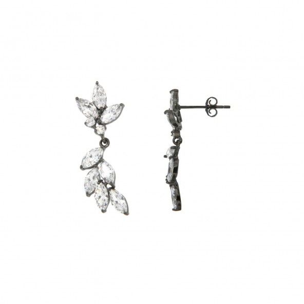 Boucle d'Oreille Fleur MJ Argent 925/1000 Zirconium