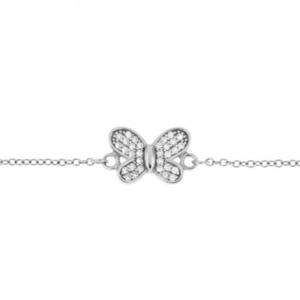 Bracelet Papillon en Argent 925/1000 Pierres Zirconium