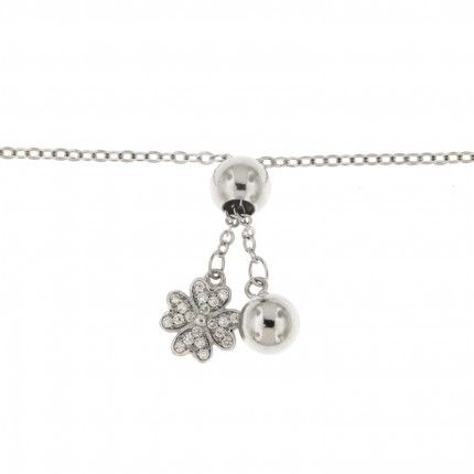 Bracelet Ajustable Argent 925/1000 avec pendentif trfle  quatre feuilles