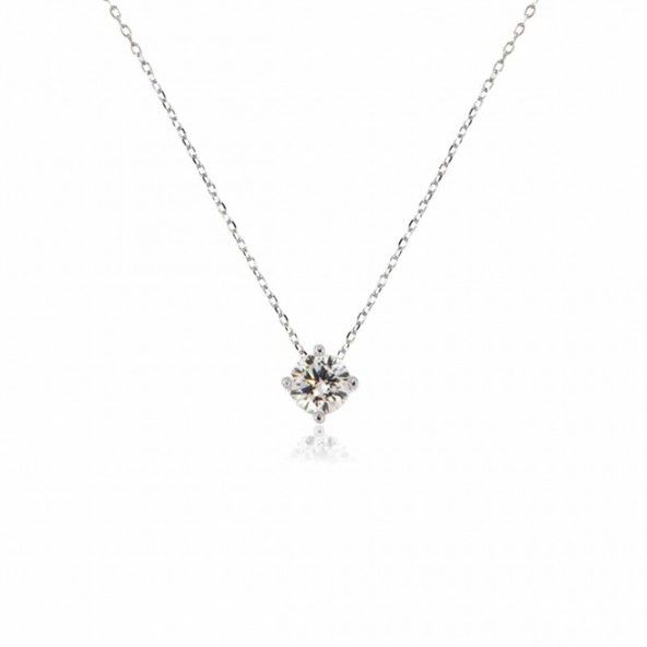 Collier Argent 925/1000 Ajustable 40+5 cm avec Solitaire Zirconium