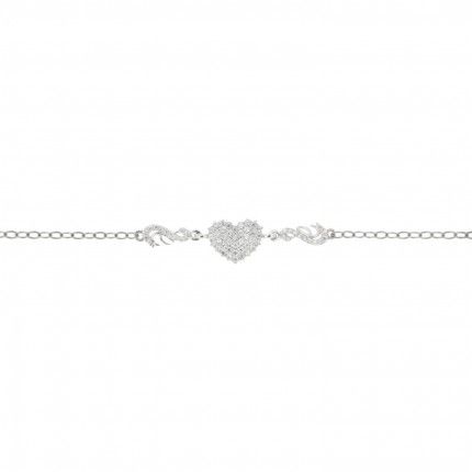 Bracelet Argent 925/1000 avec Coeur Pierres Zirconium