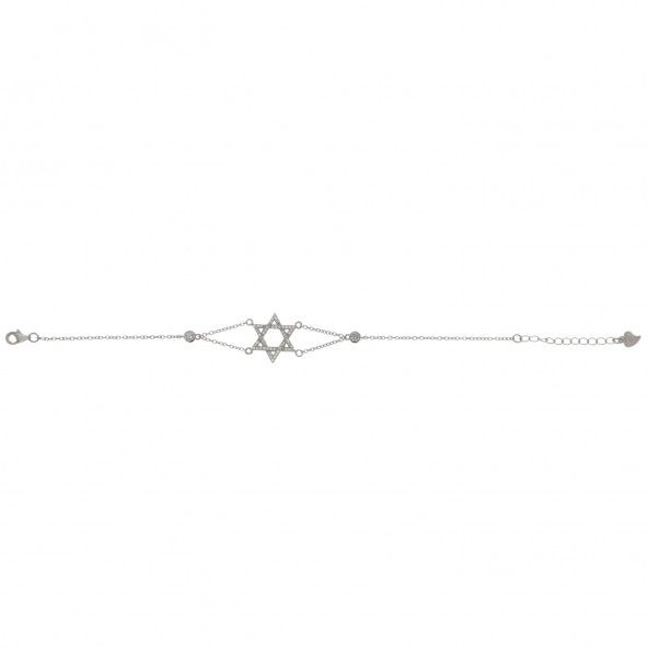 Pulseira Estrela David Extensvel com Zircnias Prata 925/1000