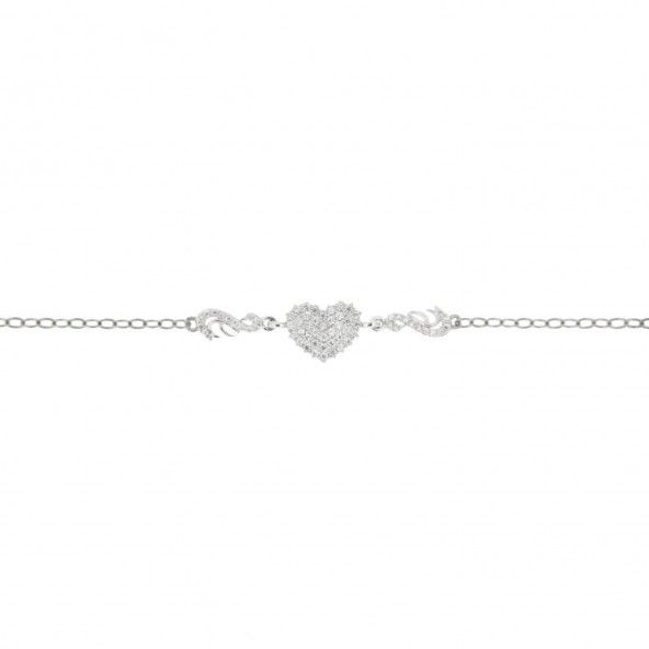 925/1000 Silver Bracelet with Heart Zirconium Stones