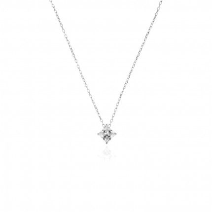 Collier Argent 925/1000 avec Solitaire Zirconium Carr