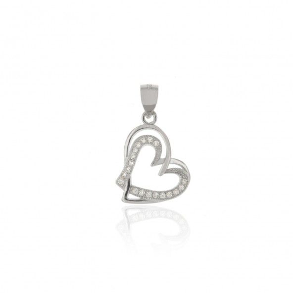 MJ Pendant Silver 925/1000 Hearts intertwined with Zirconium Stones