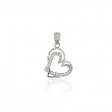 MJ Pendant Silver 925/1000 Hearts intertwined with Zirconium Stones